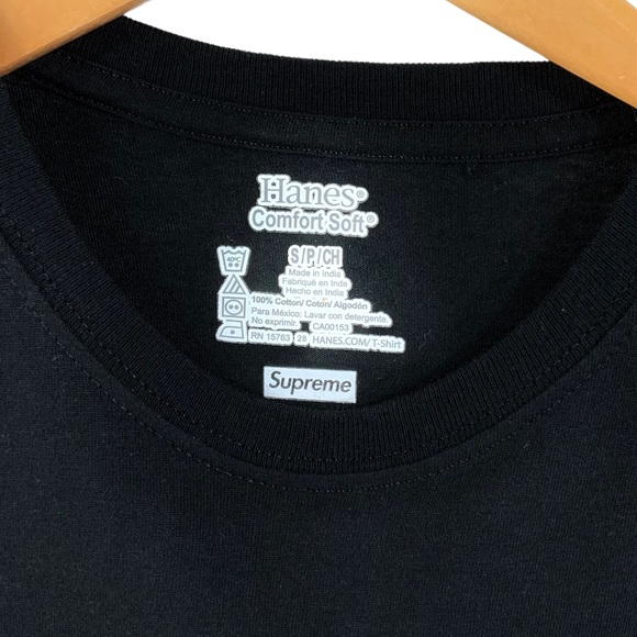 HANES x SUPREME Solid Black T-Shirt Bundle Of 2 Size Small Hanes Supreme Collab - Picture 9 of 13